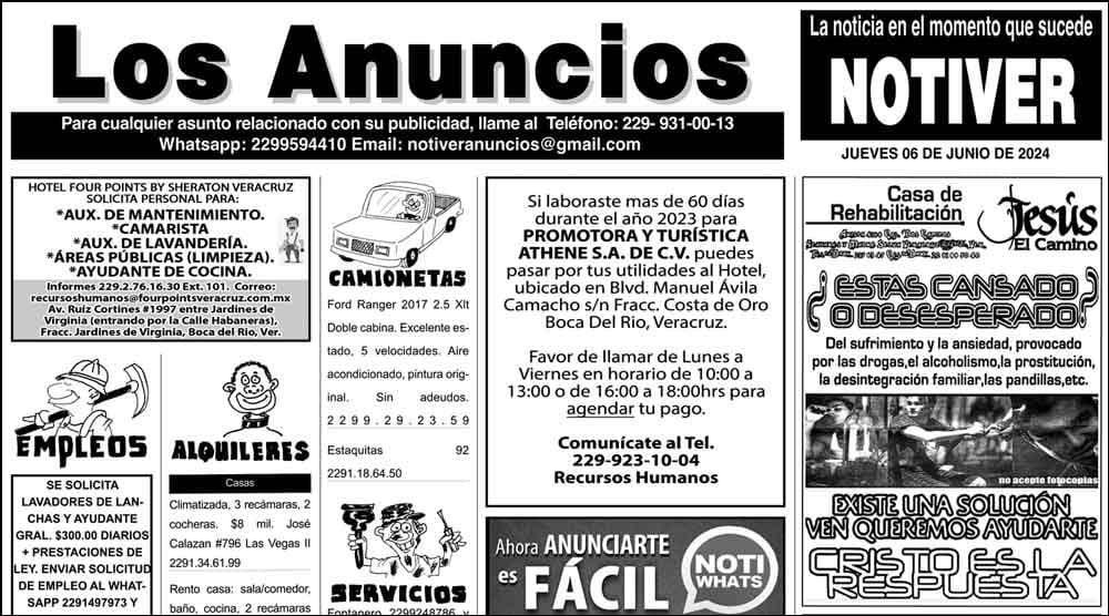 ...LOS ANUNCIOS, AVISOS Y DEMÁS! - JUEVES, 6 DE JUNIO 2024