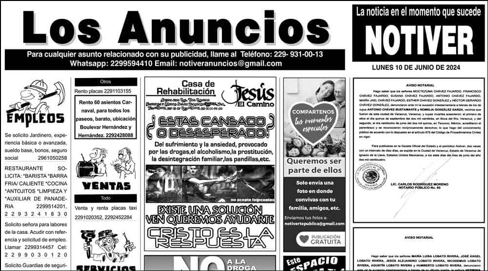 ...LOS ANUNCIOS, AVISOS Y DEMÁS! - LUNES, 10 DE JUNIO 2024