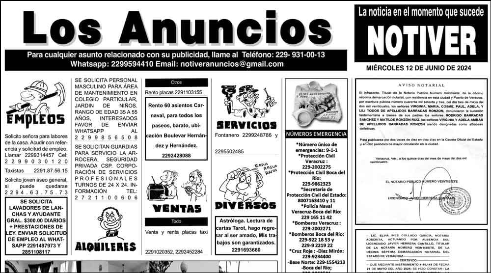 ...LOS ANUNCIOS, AVISOS Y DEMÁS! - MIÉRCOLES, 12 DE JUNIO 2024