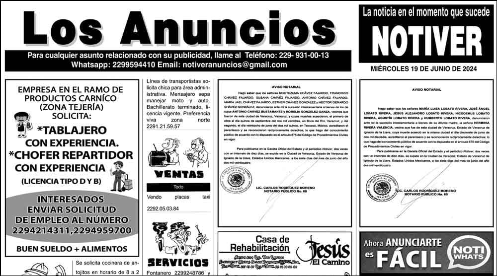 ...LOS ANUNCIOS, AVISOS Y DEMÁS! - MIÉRCOLES, 19 DE JUNIO 2024