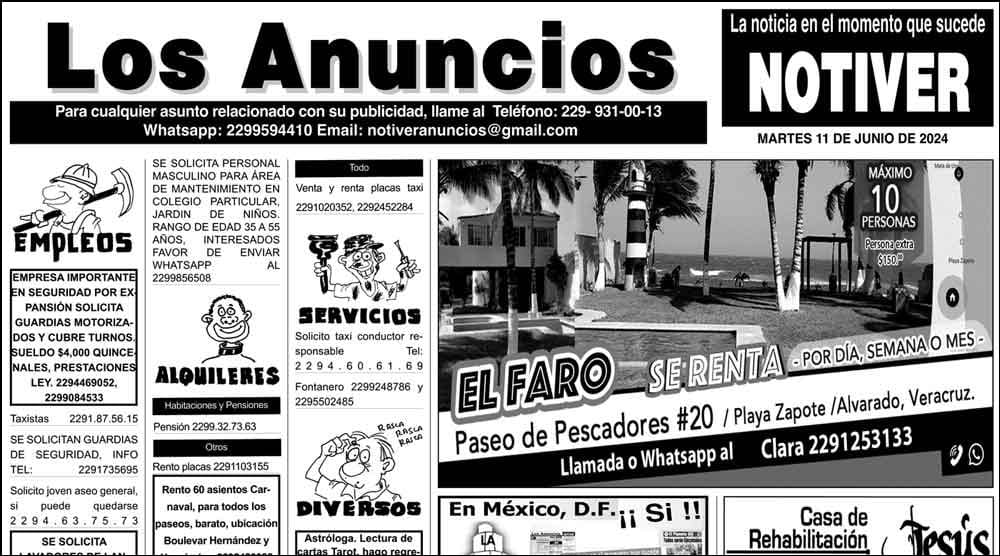 ...LOS ANUNCIOS, AVISOS Y DEMÁS! - MARTES, 11 DE JUNIO 2024