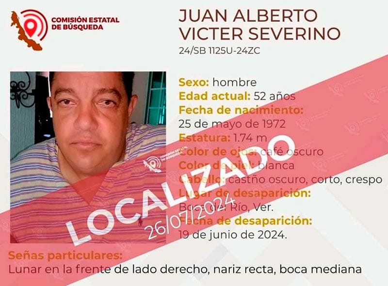 ¡LOCALIZAN SANO Y SALVO A JUAN VICTER!