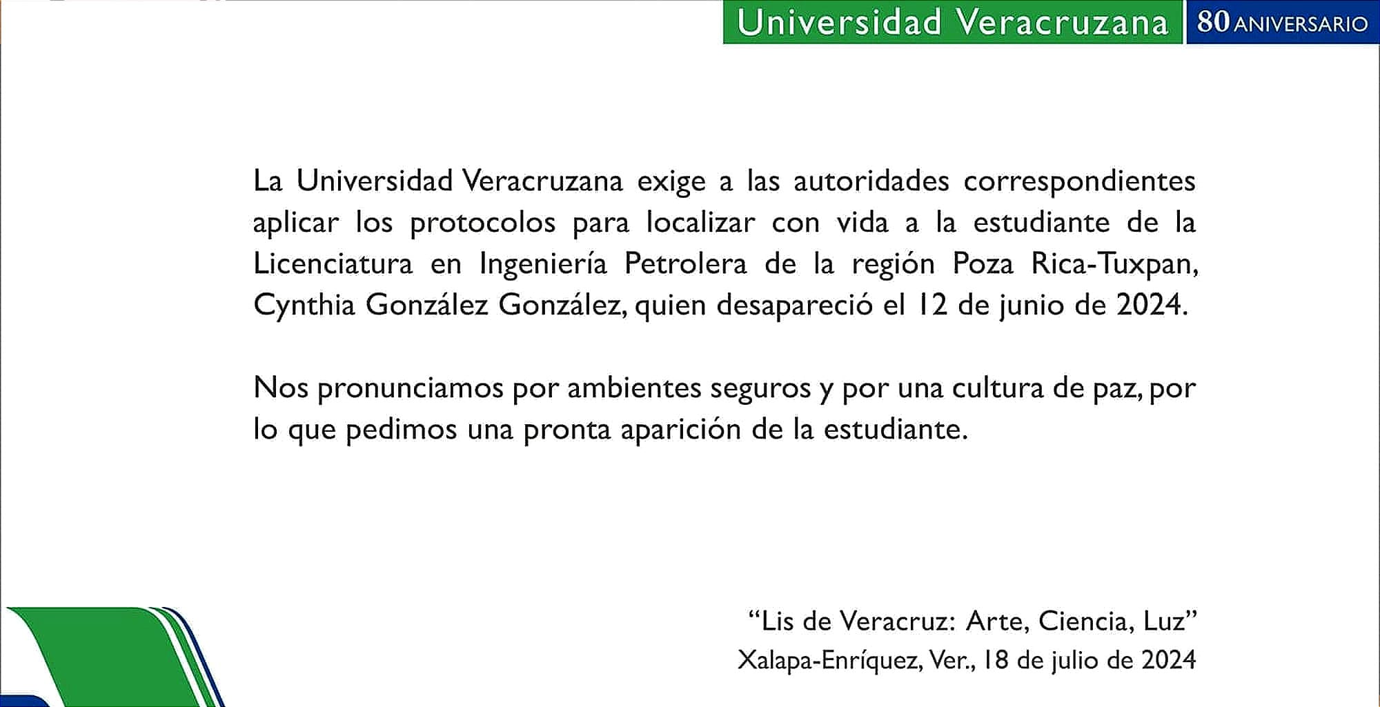 ¡SE TARDÓ UN POQUITO EL RECTOR! - *Por fin exige la Universidad aparición con vida de la estudiante