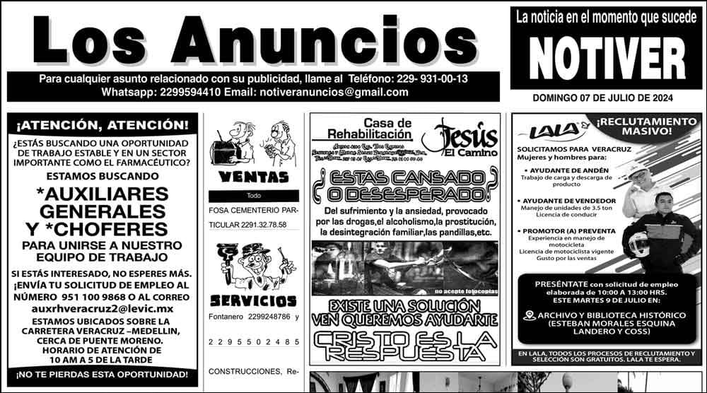 ...LOS ANUNCIOS, AVISOS Y DEMÁS! - DOMINGO, 7 DE JULIO 2024