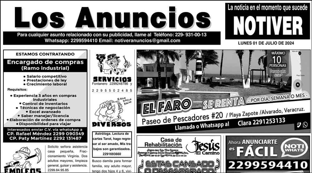 ...LOS ANUNCIOS, AVISOS Y DEMÁS! - LUNES, 1 DE JULIO 2024