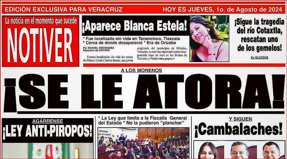 LA PORTADA - JUEVES 1 DE AGOSTO 2024