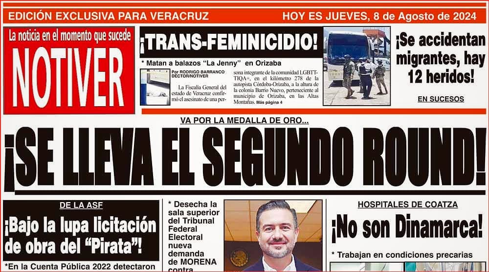 LA PORTADA - JUEVES 8 DE AGOSTO 2024