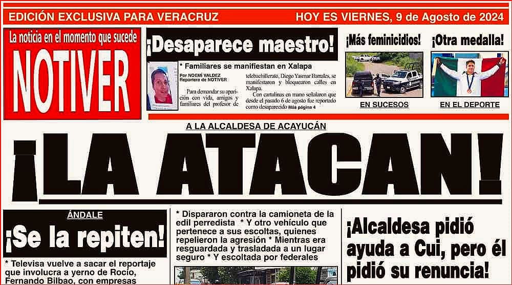 LA PORTADA - VIERNES 9 DE AGOSTO 2024