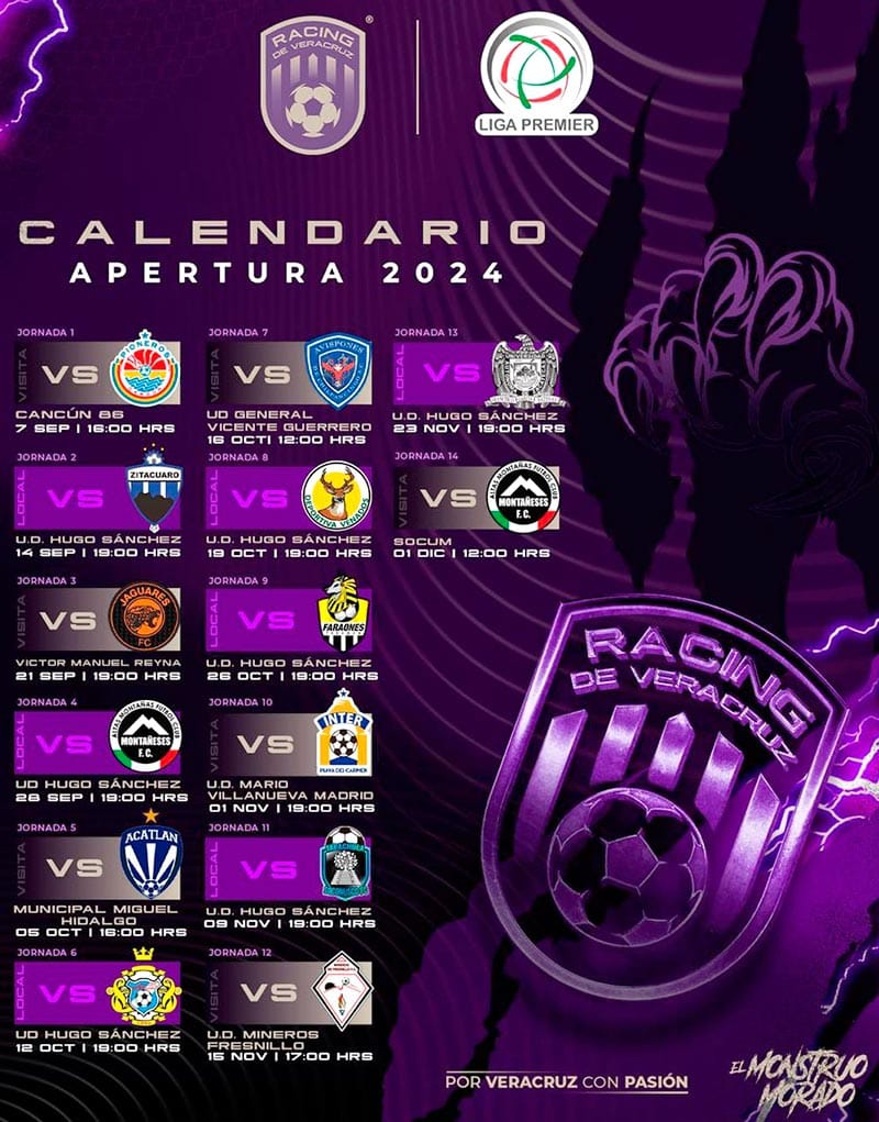 ¡RACING YA TIENE CALENDARIO PARA AP 2024, PREMIER “A”!