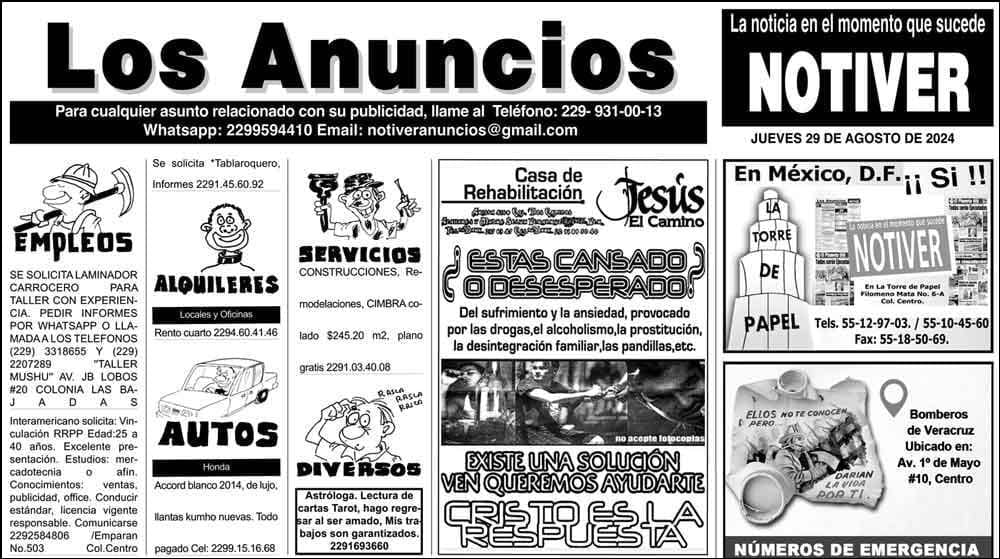 ...LOS ANUNCIOS, AVISOS Y DEMÁS! - JUEVES, 29 DE AGOSTO 2024