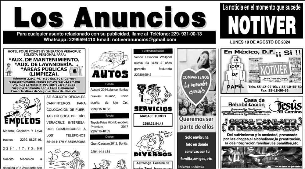 ...LOS ANUNCIOS, AVISOS Y DEMÁS! - LUNES, 19 DE AGOSTO 2024