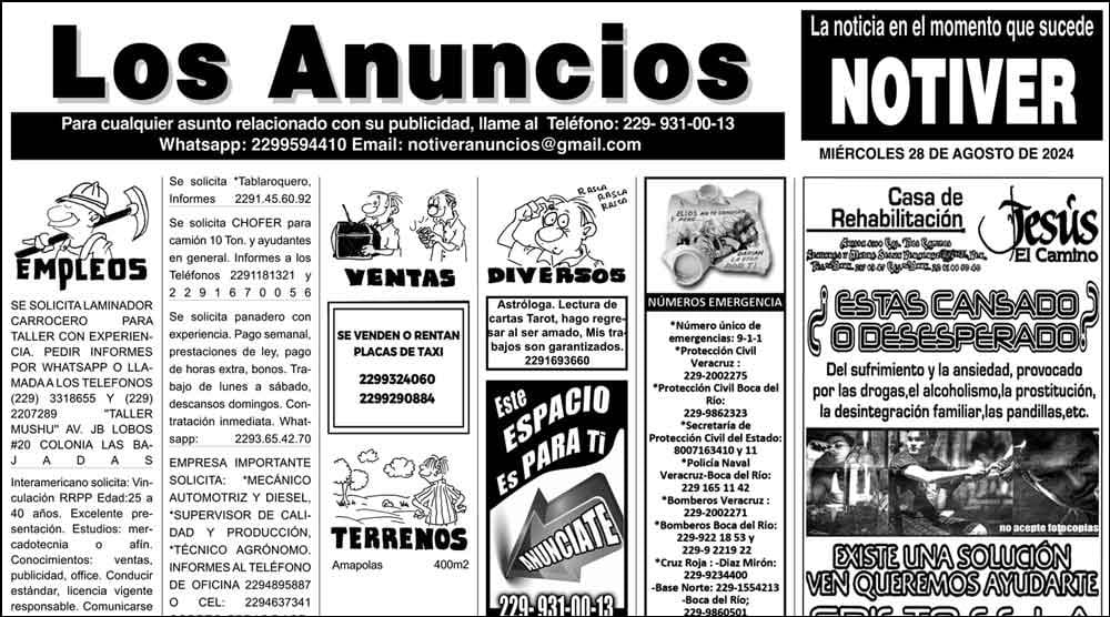 ...LOS ANUNCIOS, AVISOS Y DEMÁS! - MIÉRCOLES, 28 DE AGOSTO 2024