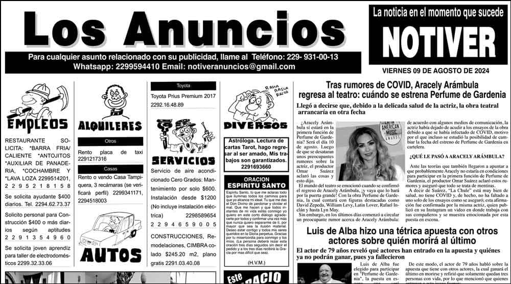 ...LOS ANUNCIOS, AVISOS Y DEMÁS! - VIERNES, 9 DE AGOSTO 2024