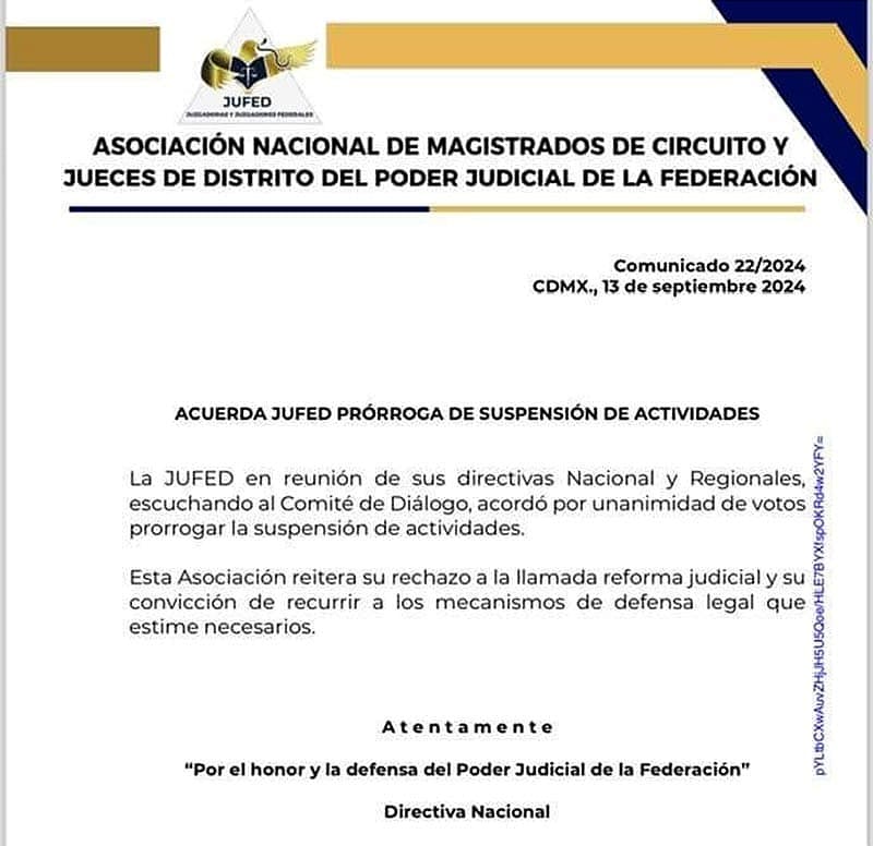 ¡SEGUIRÁN EN PARO! - *“Esta Asociación reitera su rechazo a la llamada reforma judicial”