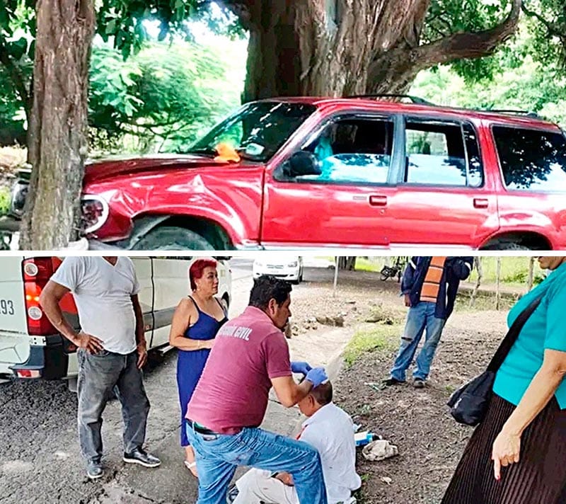 ¡POR ECHARSE UN “COYOTITO” ABUELITO SE IMPACTA CONTRA ÁRBOL!