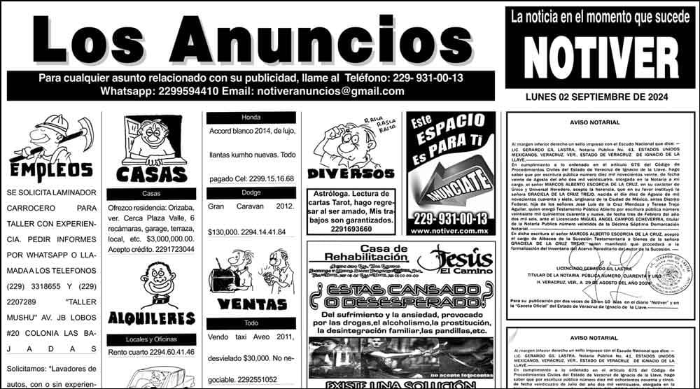 ...LOS ANUNCIOS, AVISOS Y DEMÁS! - LUNES, 2 DE SEPTIEMBRE 2024