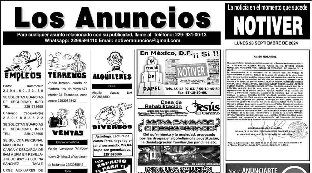 ...LOS ANUNCIOS, AVISOS Y DEMÁS! - LUNES, 23 DE SEPTIEMBRE 2024