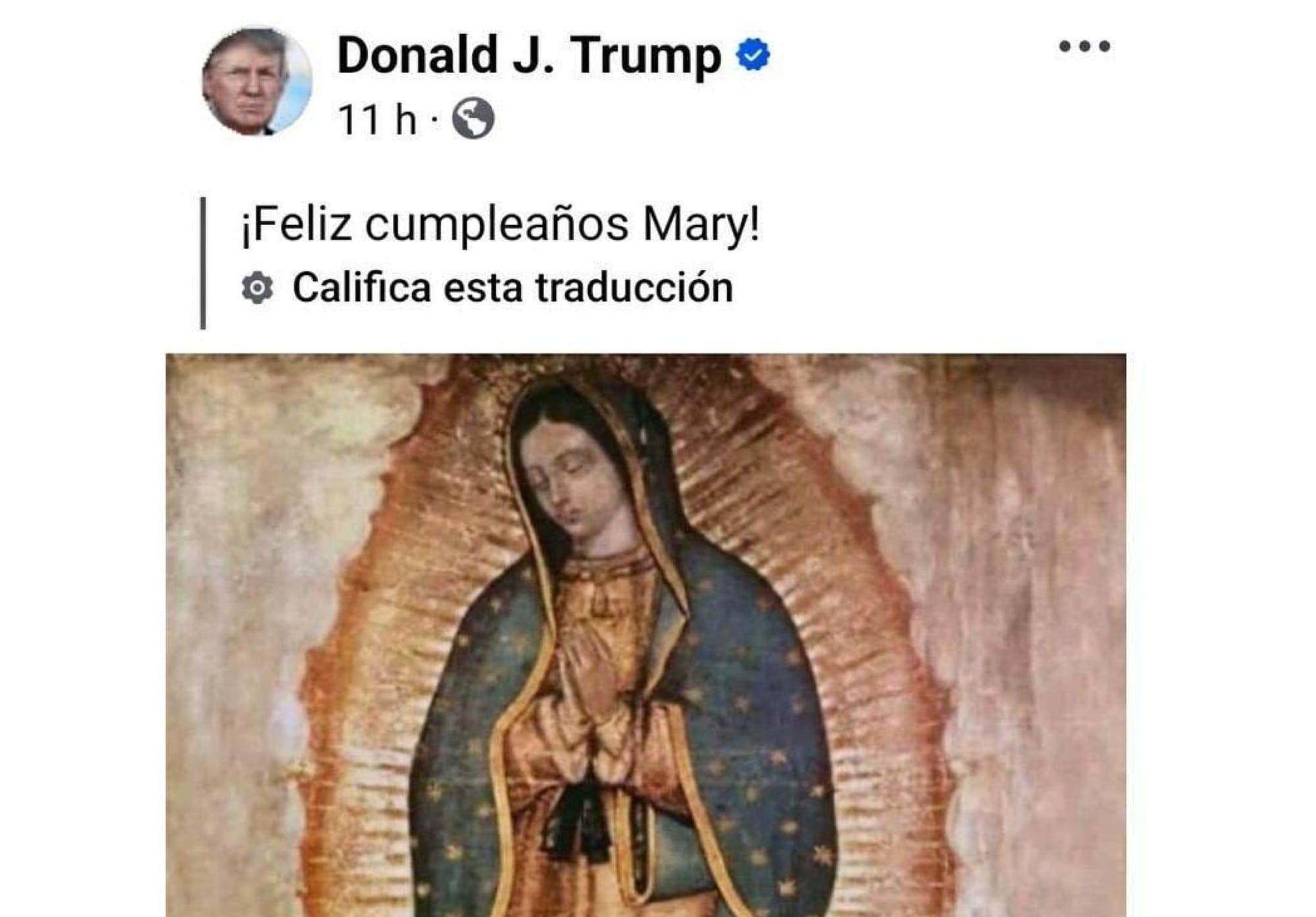 ¡DONALD TRUMP PUBLICÓ UNA IMAGEN DE LA VIRGEN DE GUADALUPE EN SU CUENTA DE INSTAGRAM!