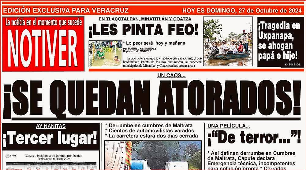 LA PORTADA - DOMINGO 27 DE OCTUBRE 2024