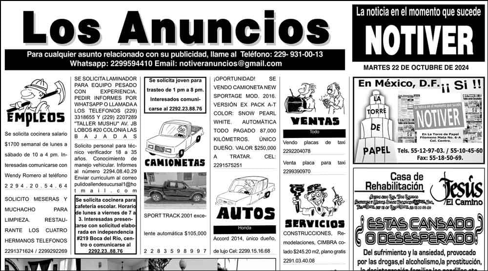 ...LOS ANUNCIOS, AVISOS Y DEMÁS! - MARTES, 22 DE OCTUBRE 2024