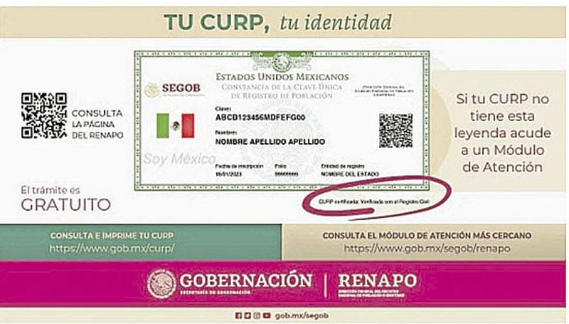 ¡MODIFICAN LA CURP; AHORA ES ‘CERTIFICADA’!