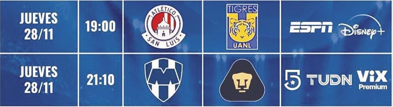 ¡SAN LUIS RECIBE A TIGRES Y RAYADOS A PUMAS EN LA LIGUILLA!