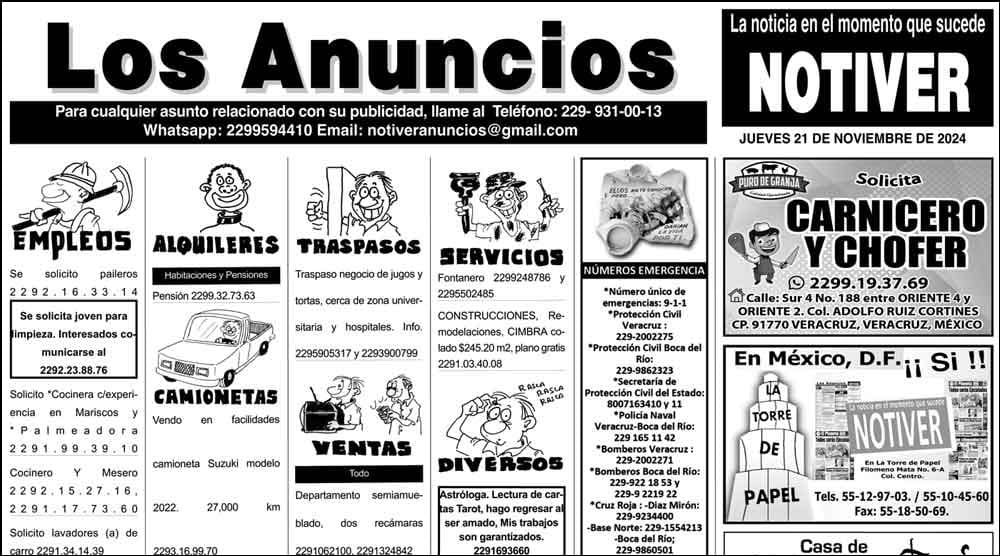 ...LOS ANUNCIOS, AVISOS Y DEMÁS! - JUEVES, 21 DE NOVIEMBRE 2024