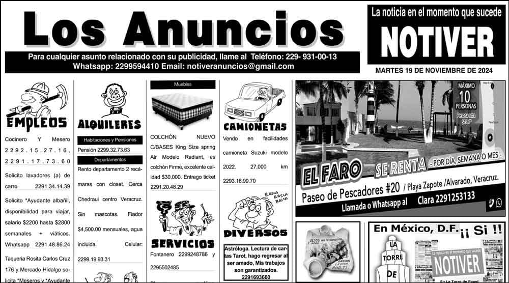 ...LOS ANUNCIOS, AVISOS Y DEMÁS! - MARTES, 19 DE NOVIEMBRE 2024