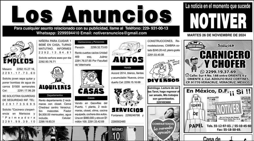 ...LOS ANUNCIOS, AVISOS Y DEMÁS! - MARTES, 26 DE NOVIEMBRE 2024