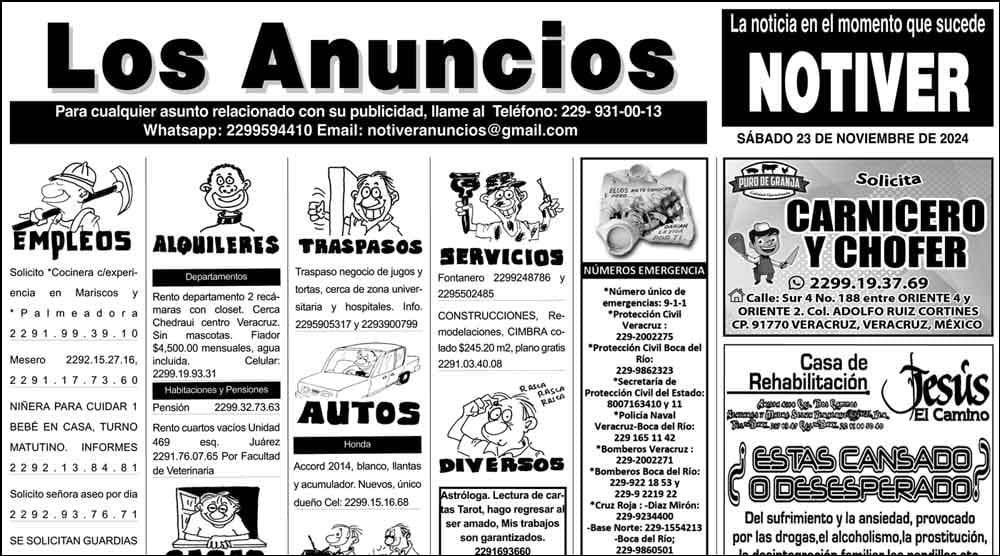 ...LOS ANUNCIOS, AVISOS Y DEMÁS! - SÁBADO, 23 DE NOVIEMBRE 2024