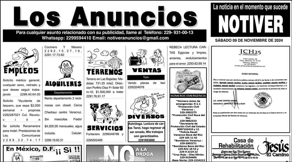 ...LOS ANUNCIOS, AVISOS Y DEMÁS! - SÁBADO, 9 DE NOVIEMBRE 2024