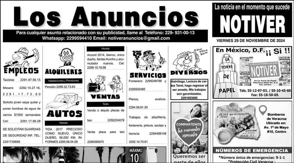 ...LOS ANUNCIOS, AVISOS Y DEMÁS! - VIERNES, 29 DE NOVIEMBRE 2024