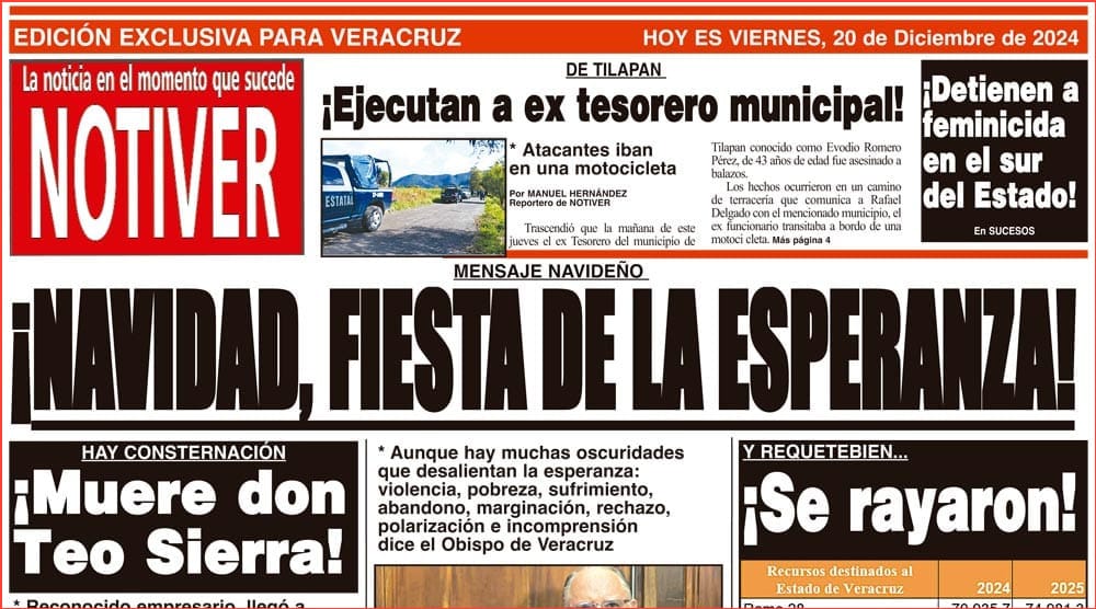 LA PORTADA - VIERNES 20 DE DICIEMBRE 2024