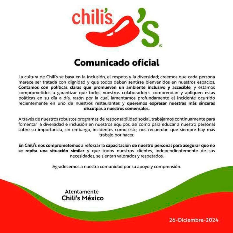 ¡QUE NO SE VA A REPETIR! - Chilis se disculpa