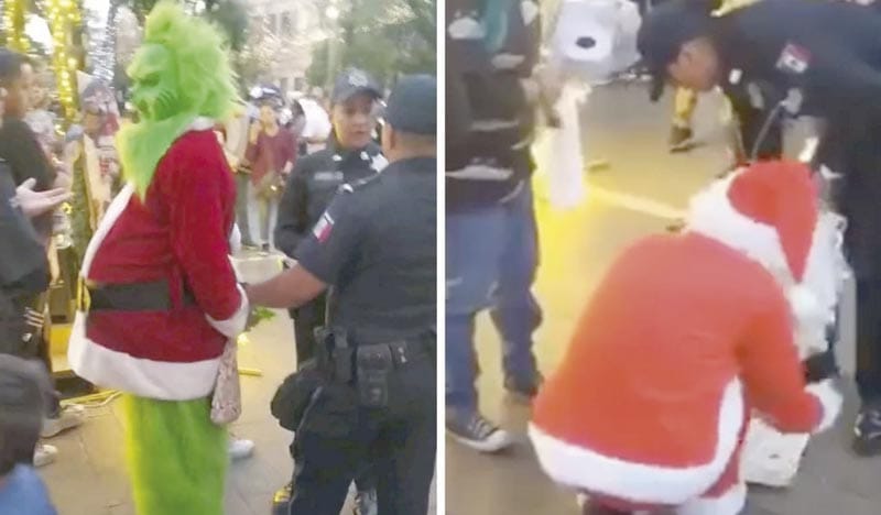 ¡EL GRINCH Y SANTA CLAUS PELEAN EN PLAZA DE AGUASCALIENTES!