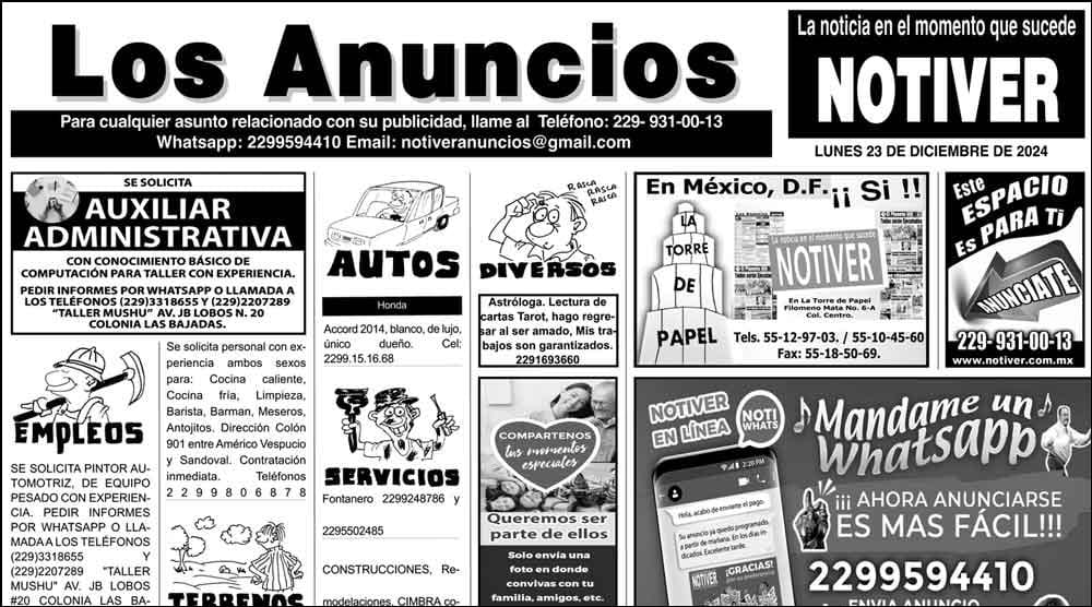 ...LOS ANUNCIOS, AVISOS Y DEMÁS! - LUNES, 23 DE DICIEMBRE 2024