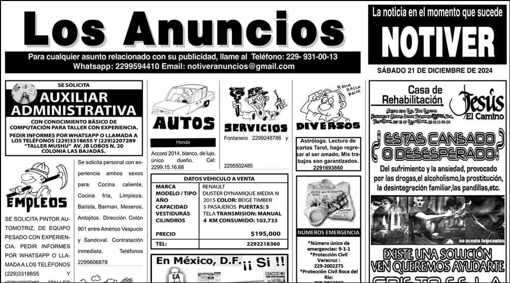 ...LOS ANUNCIOS, AVISOS Y DEMÁS! - SÁBADO, 21 DE DICIEMBRE 2024