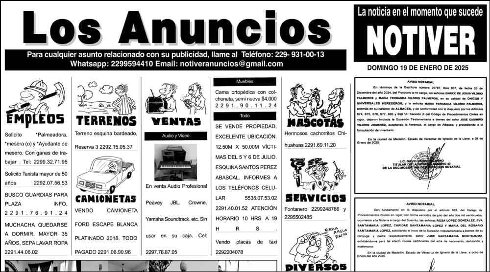 ...LOS ANUNCIOS, AVISOS Y DEMÁS! - DOMINGO, 19 DE ENERO 2025