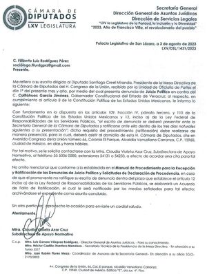 ¡LE PIDEN JUICIO POLÍTICO A CUI!