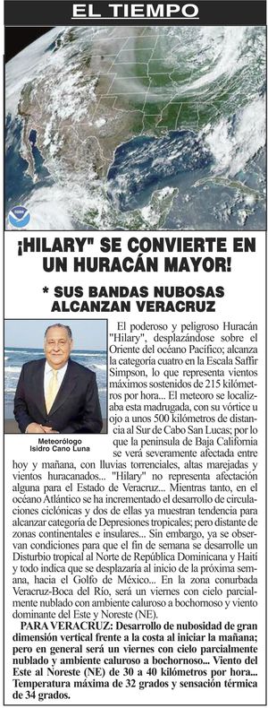 ¡HILARY" SE CONVIERTE EN UN HURACÁN MAYOR!