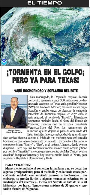 ¡TORMENTA EN EL GOLFO; PERO VA PARA TEXAS!