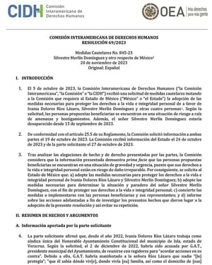 ¡CIDH INTERVIENE EN EL CASO ISLA! -"...Determinar la situación y paradero del señor Silvestre Merlín Domínguez, con el fin de proteger sus derechos a la vida e integridad personal."