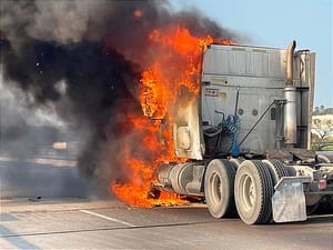 ¡SE CHAMUSCA TRÁILER EN EL BULEVAR PORTUARIO!