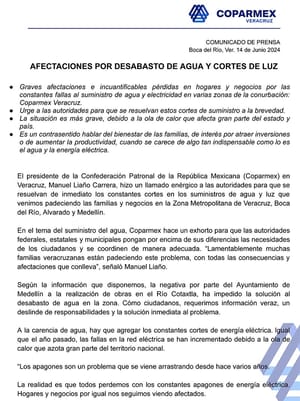 ¡GRAVES AFECTACIONES POR DESABASTO DE AGUA DENUNCIA COPARMEX!