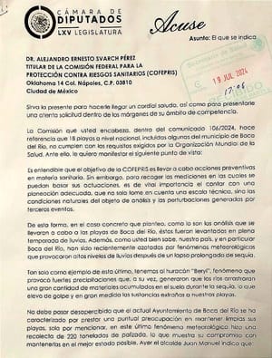 ¡CARTEAN A COFEPRIS! - “Los análisis que se llevaron en las playas de Boca del Río, fueron levantados en plena temporada de lluvias”