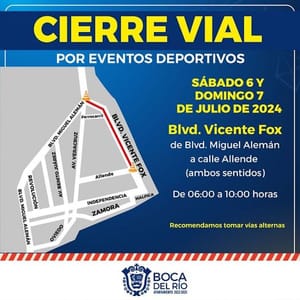 ¡CIERRES VIALES EN BOCA DEL RÍO!