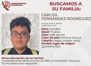 ¡BUSCAN A FAMILIARES DE CARLOS LOCALIZADO EN MINATITLÁN!