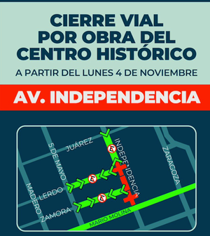 ¡CIERRE VIAL EN EL CENTRO!