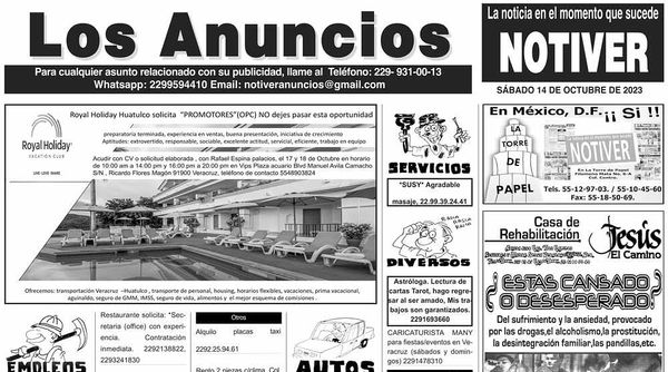 ...LOS ANUNCIOS, AVISOS Y DEMÁS! - SÁBADO, 14 DE OCTUBRE 2023