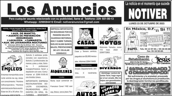 ...LOS ANUNCIOS, AVISOS Y DEMÁS! - LUNES, 23 DE OCTUBRE 2023